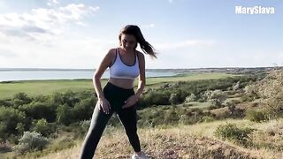 A fit girl was fucked during her outdoor training