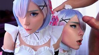 Kawaii maid gives deepthroat boss dick to cum in mouth POV in stunning detail
