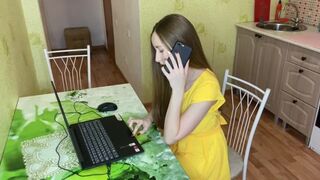 The computer broke down and was repaired by a friend, who also repaired the girl