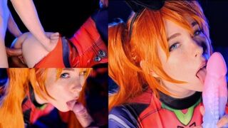 Asuka Langley-Short hair, sexy cosplay - pussy fucked and cum inside