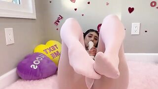 Violet Myers, the real-life hentai girl, indulges in sensual solo play on Valentine's Day