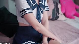 Cute schoolgirl Eva Elfie gets fucked and receives creampie