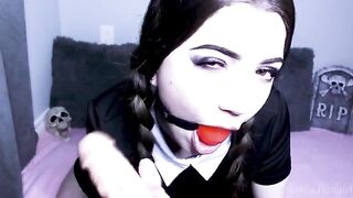 Wednesday Addams gets her pussy filled with cum by a horny webcam girl