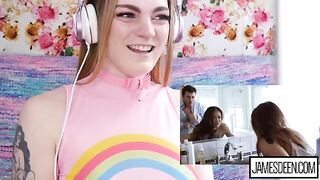 Carly Rae Summers reacts to rough sex compilation with James Deen and Sara Luvv