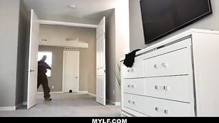 Joslyn James, the naughty babysitter, gets fucked by her boss in a steamy encounter
