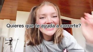 Blonde gringa gets her pussy filled with sticky sperm in Spanish JOI