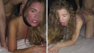Petite teen Eveline Dellai vs Sabrina Spice in a rough sex session