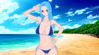 Busty babe Vivi enjoys beach sex in an animated scene
