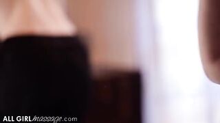 Masseuse Evelyn Claire oiled Lena Paul’s body, caressing her tits and pussy