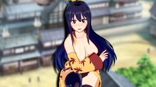Hentai anime Edens Zero with Homura Kougetsu in black lingerie