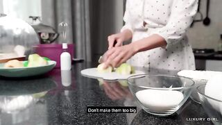 Luxury Girl shares her pie with America in a steamy kitchen scene