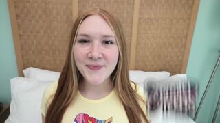 Redhead teen with freckles and red pubic hair gets fucked at casting
