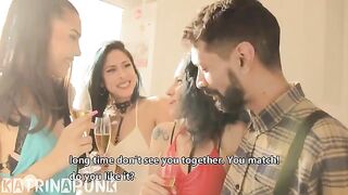 Party with colleagues in the hotel room, getting fucked hard by everyone