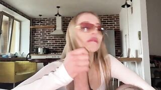 A beautiful slut has sex with her boyfriend wearing glasses