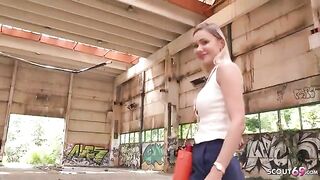 A huge-breasted blonde, Verena Maxima, gets lost and fucks with a stranger in rough outdoor sex