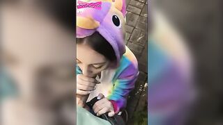 The guy ran after the girl, caught up and fucked her outdoors hard