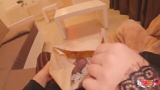 The man made a popcorn and had sex with his sexy stepmom
