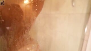 Young beauty has sex with a huge dildo in the shower