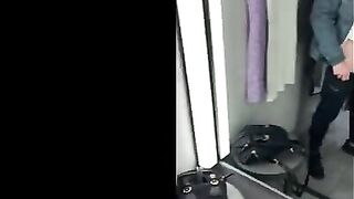 A thick white girl got fucked in a mall fitting room, wild!