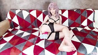 I took a huge dildo and it flowed out of my pussy
