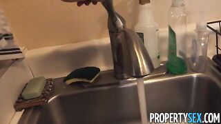 The stunning exotic babe got fucked by her landlord in a steamy encounter
