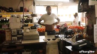 Mickey Mod and pregnant Maxine Holloway in sensual public action