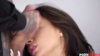 Latina model fucked during a photo session by three photographers