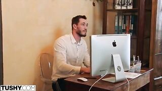 A woman realizes her fantasy of having anal sex with coworker
