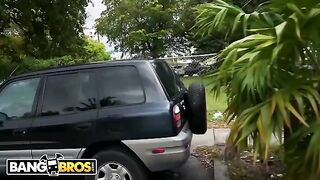 Anna Chambers twerks on the Bang Bus for cash