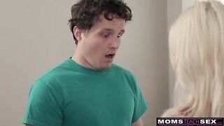 A hot MILF fucks her stepson and tucks him in, just like a fantasy