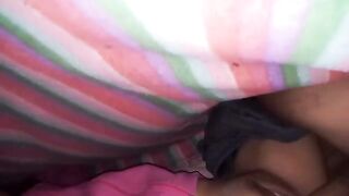 An amateur couple fucking hard in the ass under spoon sheets