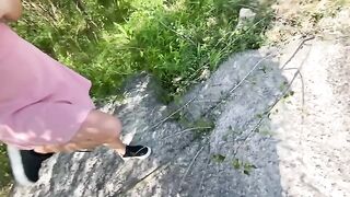A young girl was picked up outdoors and she showed her skills