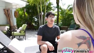 Her stepbrother caught her in the act, and she had to give him a blowjob to keep it a secret