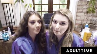 Two sexy hair stylists, Elena Koshka and Bunny Colby, are fucking on camera