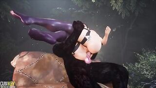 Curvy woman fucked by a big cock monster in 3D porn wildlife