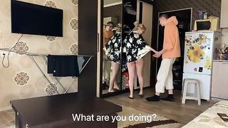 The sexy woman did not wear panties and seduced a young man passionately