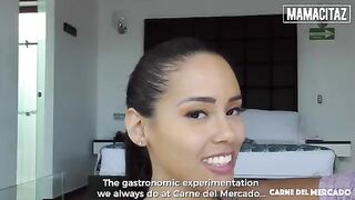 Skinny brunette Andreina De Luxe shakes big ass on massive cock