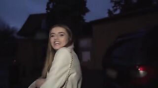 French babe agreed to get naked for money on the street with Public Agent