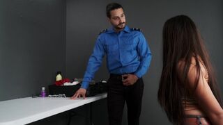 The TSA agent found a toy in the luggage and had to fuck with him