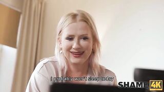 A mature woman has to keep quiet for sex with a young man