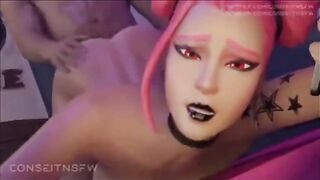 Hentai compilation with sexy Fortnite Haze characters in 3D