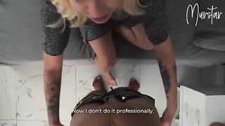 A cute girl got fucked by a man from a cleaning company