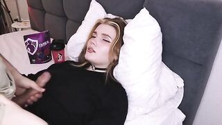 A sexy girl was excited and got a cumshot on her boobs