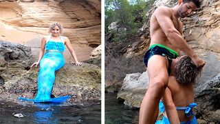 A hot girl in the mermaid outfit was fucking with me at the sea