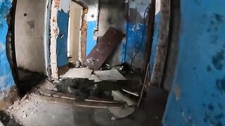 An exhibitionist girl is walking through abandoned buildings with her hot GF