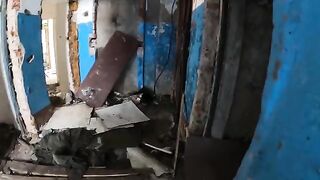 An exhibitionist girl is walking through abandoned buildings with her hot GF