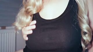 I slap her tits and we have sex. I came on them
