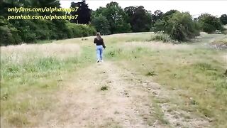A sexy woman is getting fucked in the park and gets a cumshot on her face