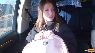A cute girl hitchhiker agreed to engage in oral play for money - Public Agent