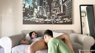 Stepsister and I had passionate sex in the living room, as we were alone